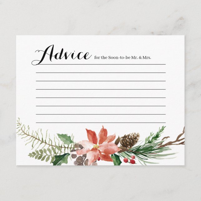 Cartão De Informações Placa de conselho moderno Floral Winter Chá (Frente)