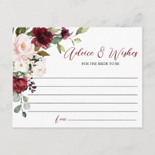 Cartão De Informações Placa de Conselhos e Desejos de Rosa Burgundy