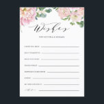 Cartão De Informações Placa de Desejo e Conselhos de Casamento de Rosas<br><div class="desc">Dar conselhos e votos aos recém-casados com este bonito cartão de casamento floral. Ele apresenta ilustrações de qualidade de observação de rosas de jardim,  hydrangeas e buquês de eucalipto com uma escrita elegante. Personalize adicionando nomes e outros detalhes. Estes cartões cor-de-rosa são perfeitos para casamentos de primavera e jardim.</div>