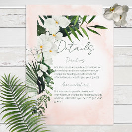 Cartão De Informações Placa de Detalhes da Aquarela Tropical Boho Blush