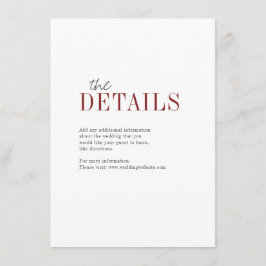 Cartão De Informações Placa de detalhes do casamento outono de tipografi