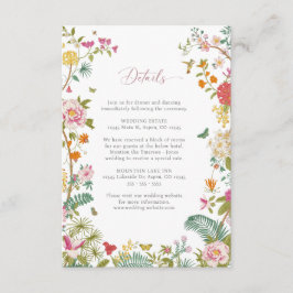 Cartão De Informações Placa de Detalhes do casamento vintage