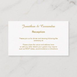 CARTÃO DE INFORMAÇÕES PLACA DE ENCLOSURE DOURADA DE TIPO ELEGANTE E SIMP