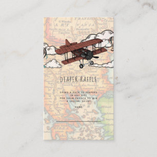Cartão De Informações Placa de Fralda do Avião Vintage Raffle