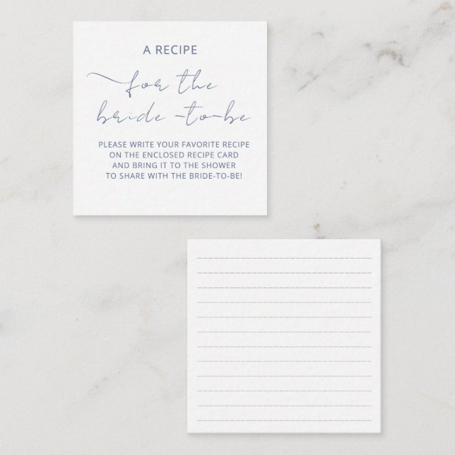 Cartão De Informações Placa de gabinete "A RECIPE" para o chá de ponte (Frente/Verso)