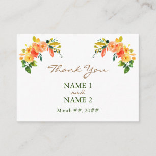 Cartão De Informações Placa de gabinete Aqucolor floral laranja Obrigado