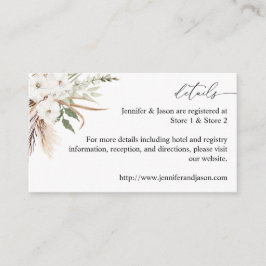 Cartão De Informações Placa de gabinete de boho de verão branco