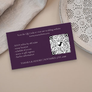 Cartão De Informações Placa de gabinete de casamento RSVP Online Roxo