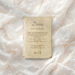 Cartão De Informações Placa de gabinete de casamento vintage de papel an