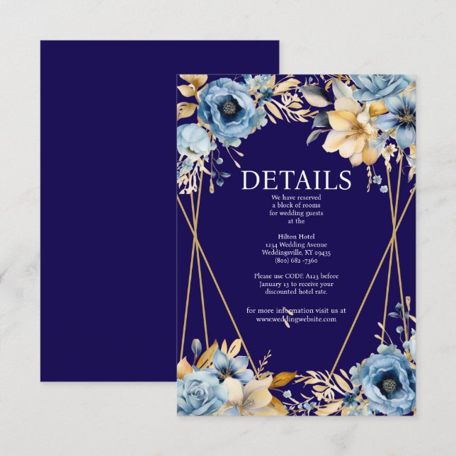 Cartão De Informações Placa de gabinete de detalhes azul e Dourada do ma (Frente/Verso)