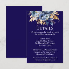 Cartão De Informações Placa de gabinete de detalhes azul e Dourada do ma