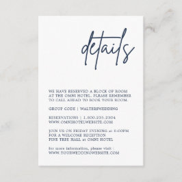 Cartão De Informações Placa de gabinete de detalhes azul marinho