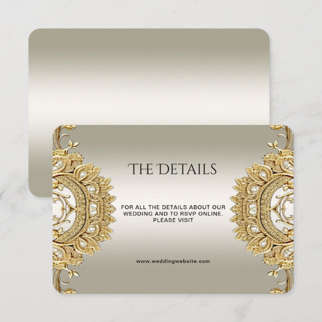 Cartão De Informações Placa de gabinete de detalhes do Ornamentado Doura (Frente/Verso)