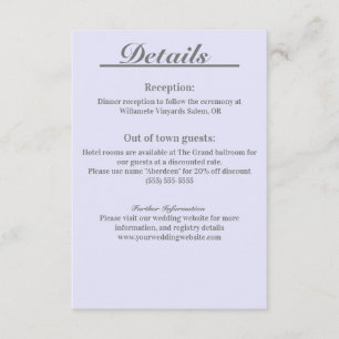 Cartão De Informações Placa de gabinete de detalhes Elegância do Eterno 