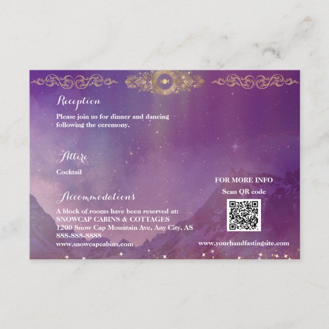 Cartão De Informações Placa de gabinete de lua Dourada Violet Sky (Frente)