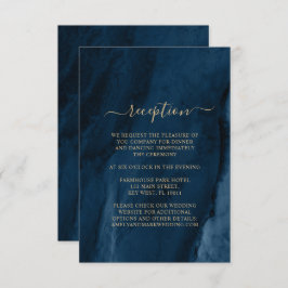 Cartão De Informações Placa de gabinete de Recepção de casamento azul e