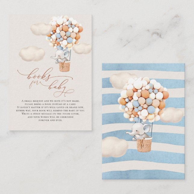 Cartão De Informações Placa de gabinete do elefante Balloon Baby Books (Frente/Verso)