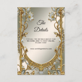 Cartão De Informações Placa de gabinete Floral Detalhado Branco do Ornam