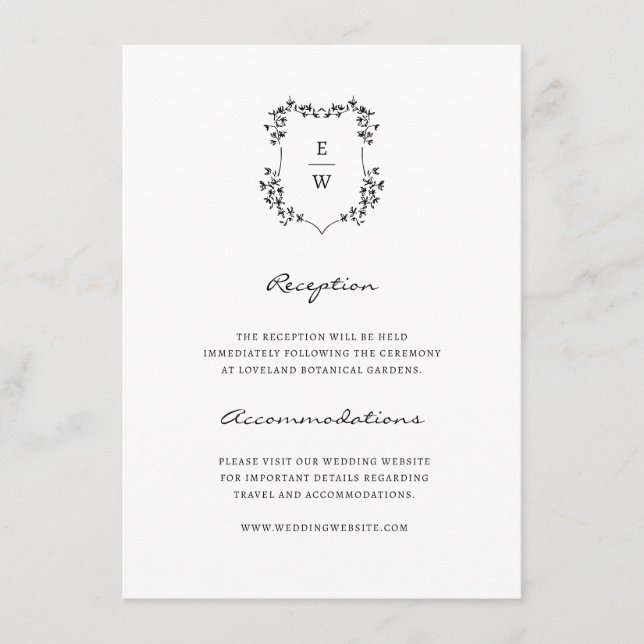 Cartão De Informações Placa de gabinete monograma simples (Frente)