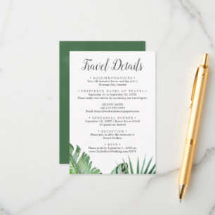 Cartão De Informações Placa de gabinete para detalhes sobre palma tropic