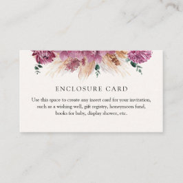 Cartão De Informações Placa de gabinete personalizada Boho Pampas Grass