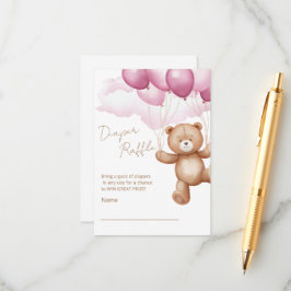 Cartão De Informações Placa de gabinete Raffle de fralda para um chá de