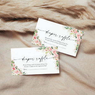 Cartão De Informações Placa de gabinete Raffle Dourada de Fralda rosa-ro