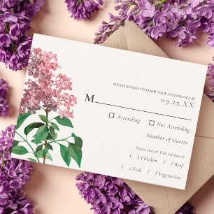 Cartão De Informações Placa de gabinete RSVP de casamento Lilac Rosa Vin