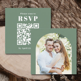 Cartão De Informações Placa de gabinete RSVP de código QR de foto de arc