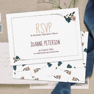 Cartão De Informações Placa de gabinete RSVP Floral de Beige Teal Vintag