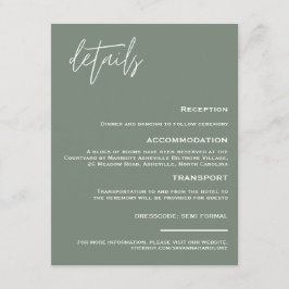 Cartão De Informações Placa de gabinete verde minimalista