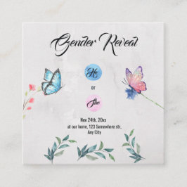 Cartão De Informações Placa de invólucro de Aquarela Azul e Rosa