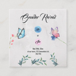 Cartão De Informações Placa de invólucro de Aquarela Azul e Rosa