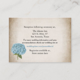 Cartão De Informações Placa de Invólucro de Casamento Chic Hydrangea