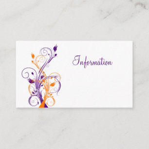 Cartão De Informações Placa de Invólucro Floral Branco Roxo