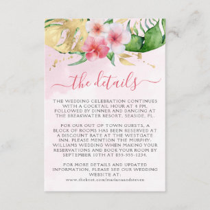 Cartão De Informações Placa de Invólucro Floral de Aquarela Tropical