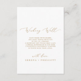 Cartão De Informações Placa de poço de desejos de caligrafia Dourada e d