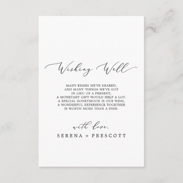 Cartão De Informações Placa de poço de desejos para caligrafia negra del (Frente)