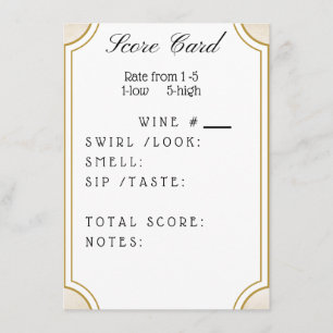 Cartão De Informações Placa de Pontuação de Vinho