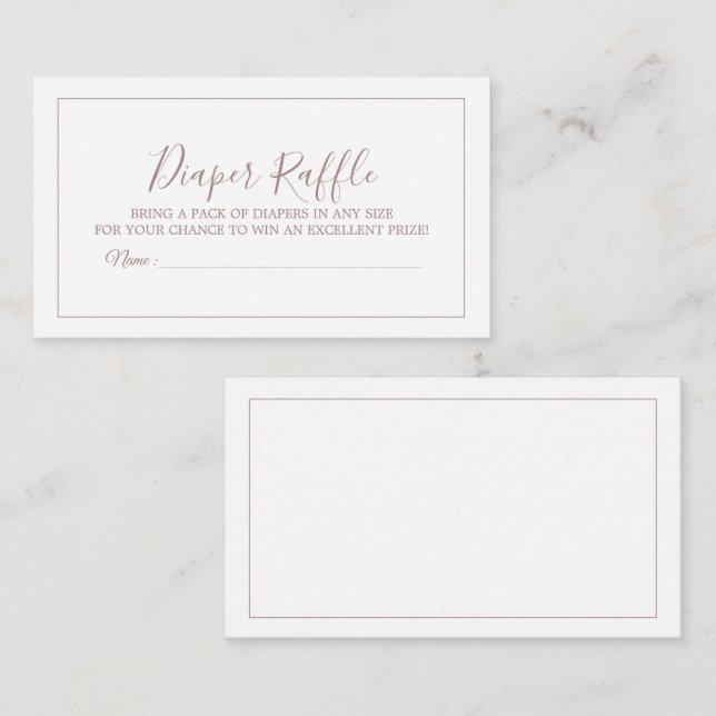 Cartão De Informações Placa de Raffle com Fralda Dourada mínima (Frente/Verso)