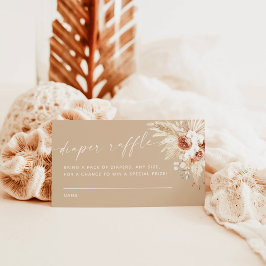 Cartão De Informações Placa de Raffle Fralda Grass Boho Pampas