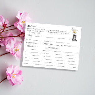 Cartão De Informações Placa de Receita Digitada De Martini Com Dois Lado