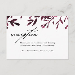 Cartão De Informações Placa de Recepção de casamento Botânica Elegante