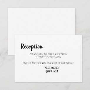 Cartão De Informações Placa de Recepção de casamento branca branca e pre
