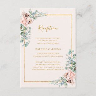 Cartão De Informações Placa de Recepção de casamento de Pastel Floral