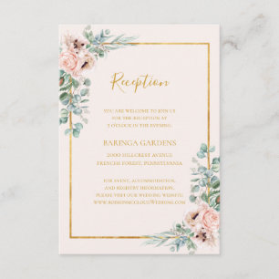 Cartão De Informações Placa de Recepção de casamento de Pastel Floral El