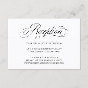 Cartão De Informações Placa de Recepção de casamento de Script Elegante
