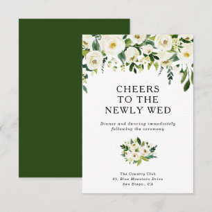 Cartão De Informações Placa de Recepção de casamento Elegante White Rose