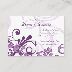 Cartão De Informações Placa de Recepção de casamento Floral Branca Roxa