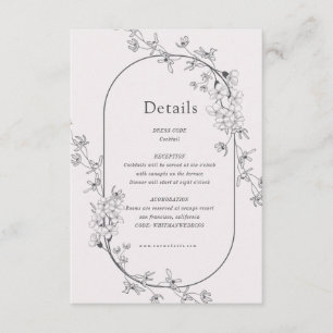 Cartão De Informações Placa de Recepção de casamento Floral Moderna com